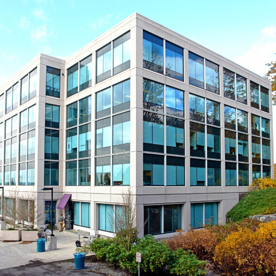 Exterior view of Sunset North, Building Five in Bellevue, Washington