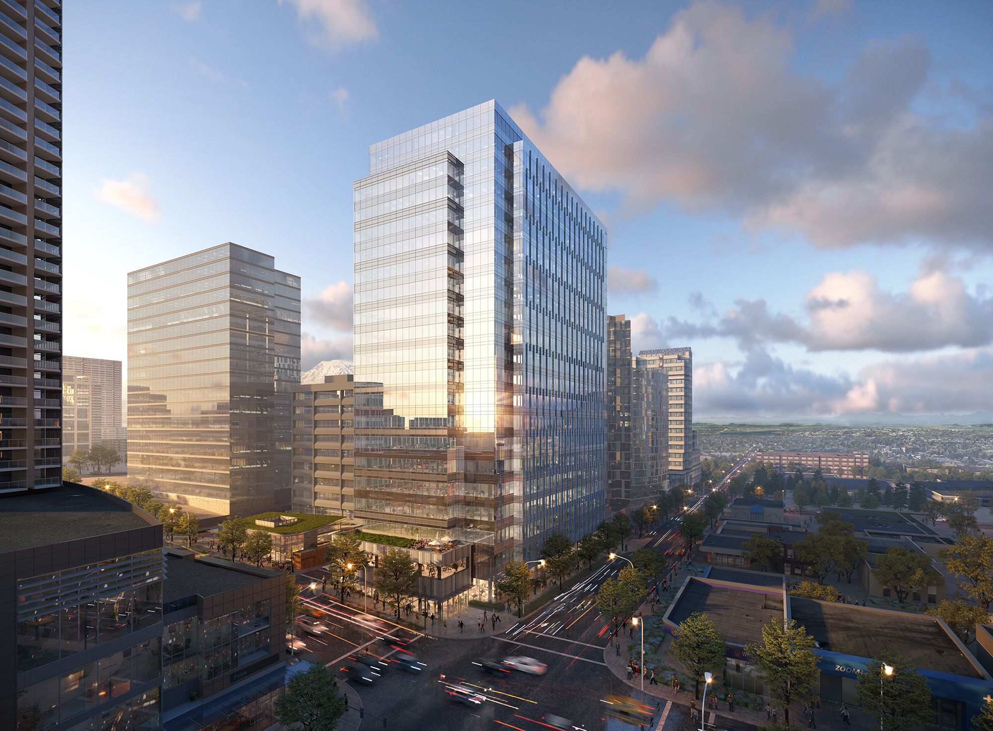 Exterior view rendering of Four106 in Bellevue, Washington