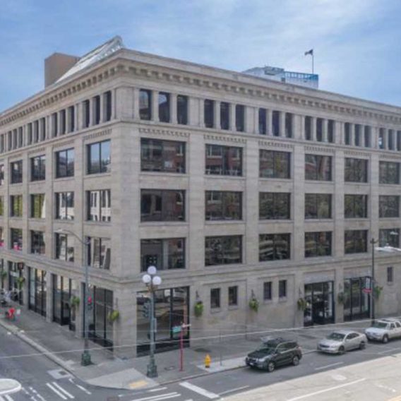 Full building exterior of 111 South Jackson in Seattle, Washington