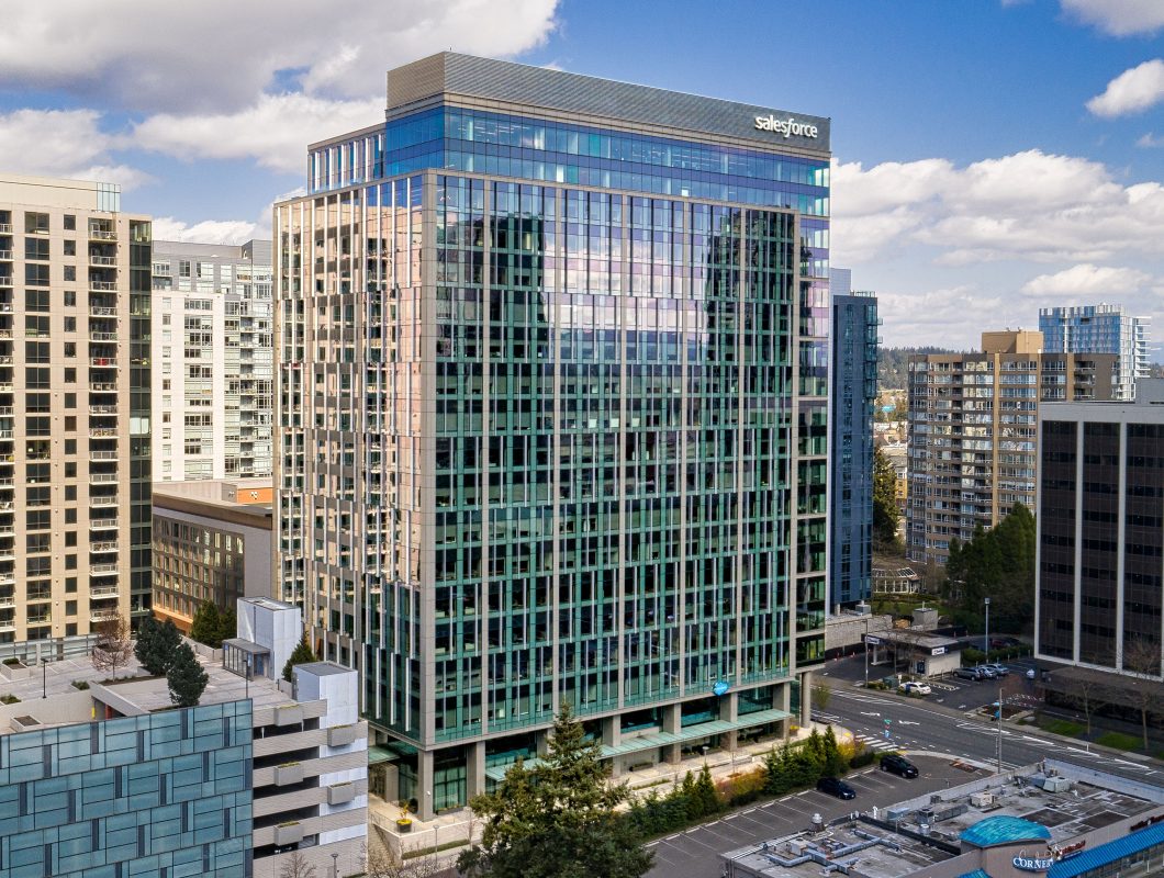 Exterior view of 929 Office Tower in Bellevue, Washington