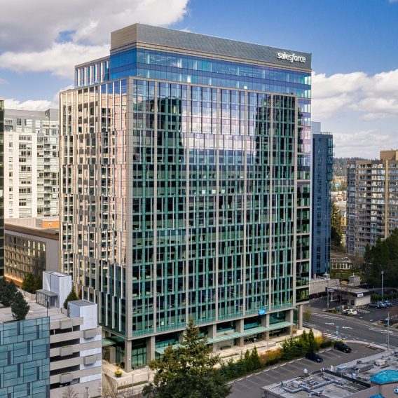 Exterior view of 929 Office Tower in Bellevue, Washington