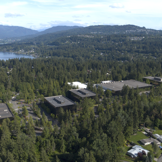 Aerial view of Woodlands Bellevue Campus in Bellevue, Washington