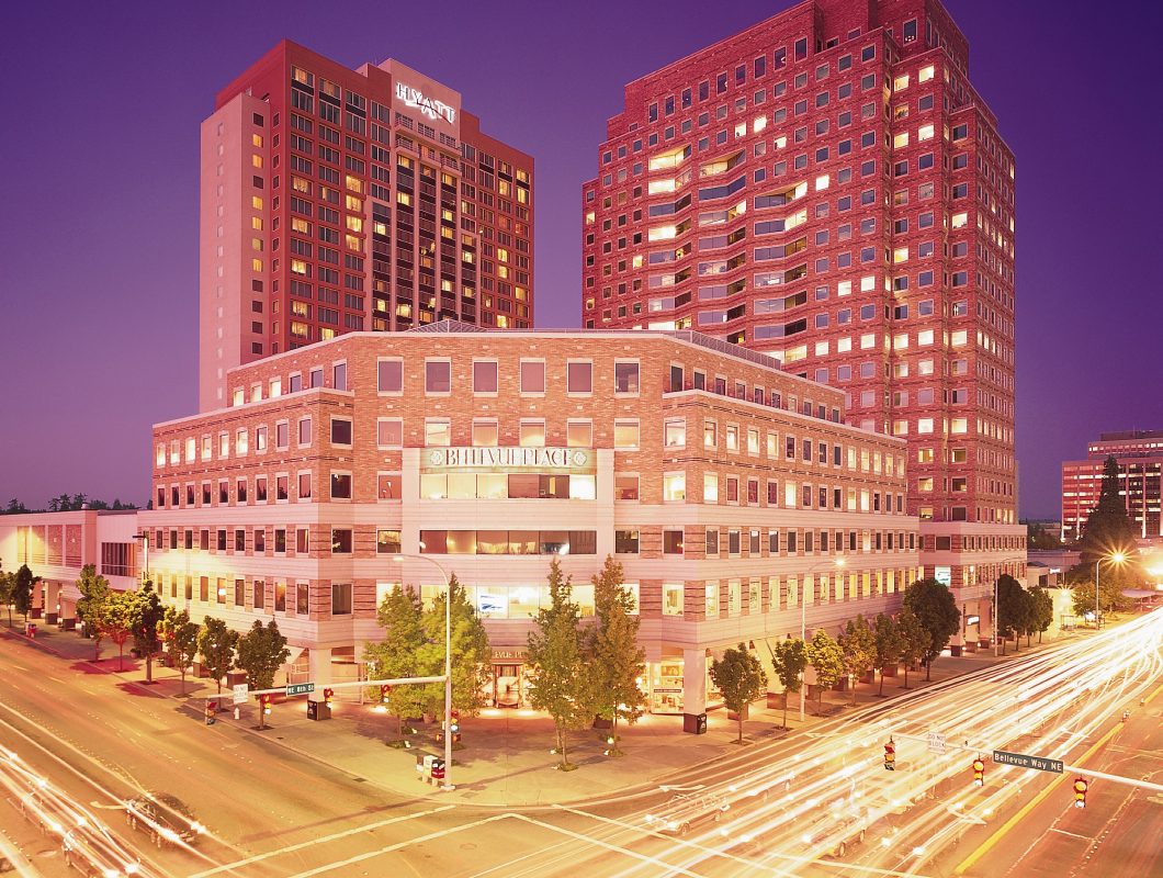 Exterior view of Bellevue Place in Bellevue, Washington