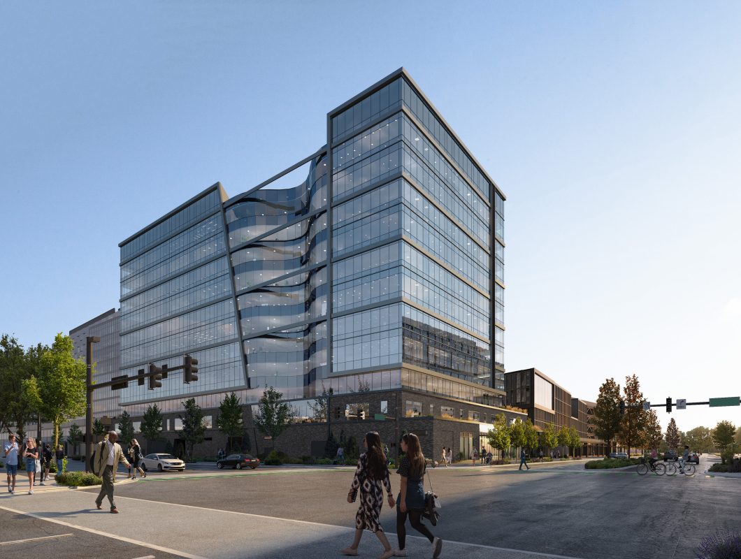 Exterior view rendering of The Spring District Block 15 in Bellevue, Washington