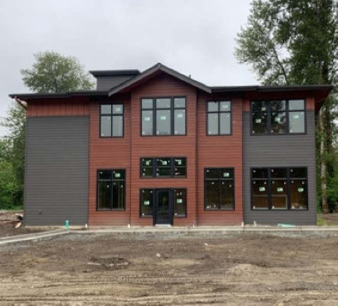 Exterior view of Cedar Grove Park, Building C shell in Issaquah, Washington