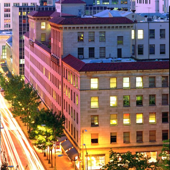 Exterior view of Skinner Building in Seattle, Washington