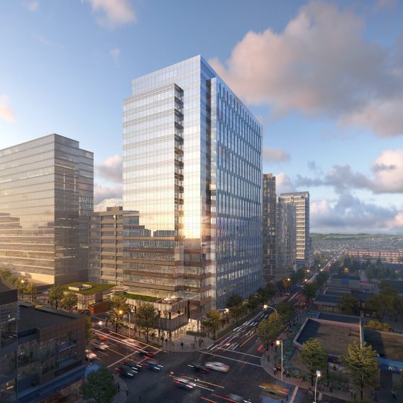 Exterior rendering of Four106 in Bellevue, Washington