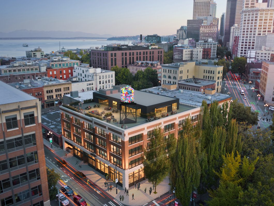 Exterior view of US Rubber Building in Seattle, Washington