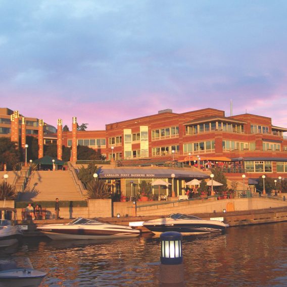 Exterior view of Carillon Point in Kirkland, Washington