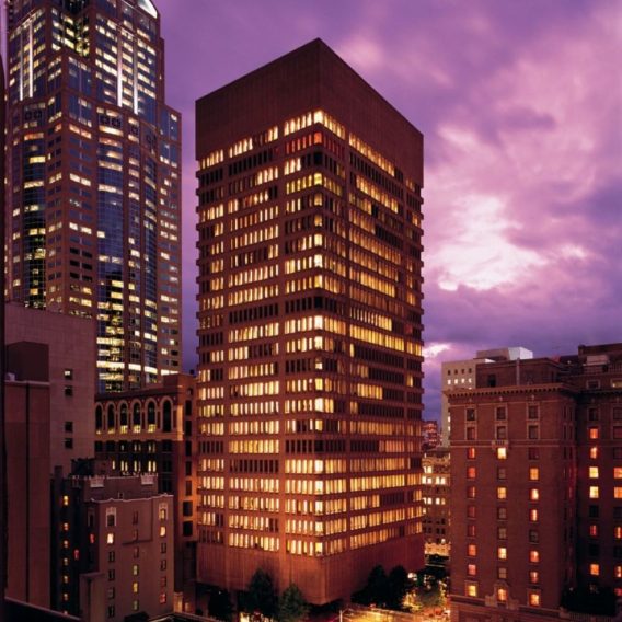 Exterior view of Financial Center in Seattle, Washington