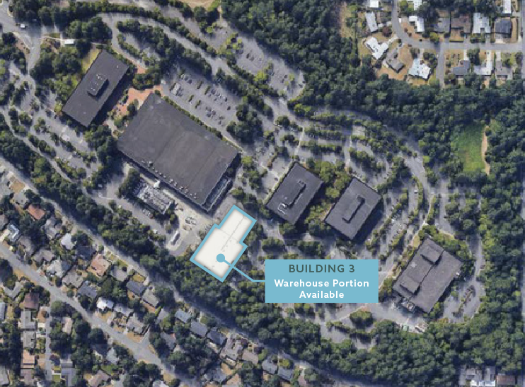 Aerial view of Woodlands Bellevue Building 3 in Bellevue, Washington