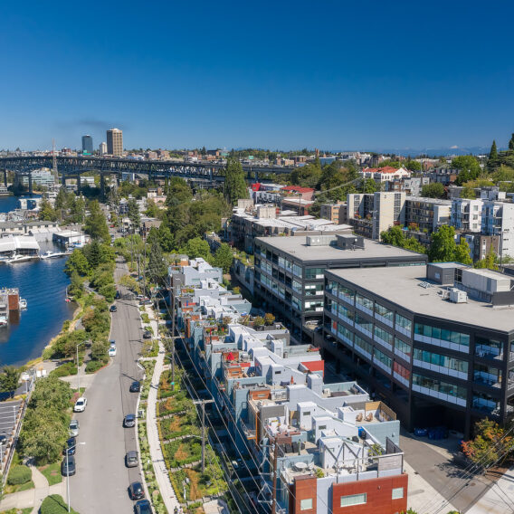 Aerial view of WRF Venture Center in Seattle, Washington