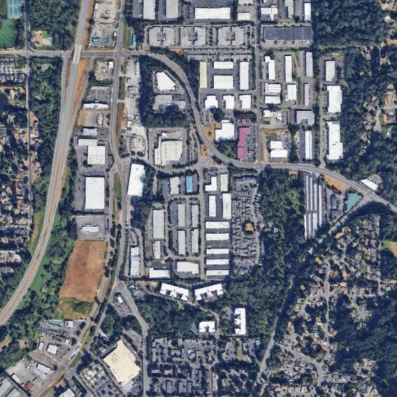 Aerial view of Flow Control Building in Woodinville, Washington