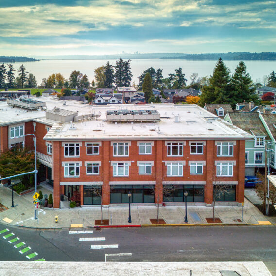 Aerial view of 635 Market Street in Kirkland, Washington